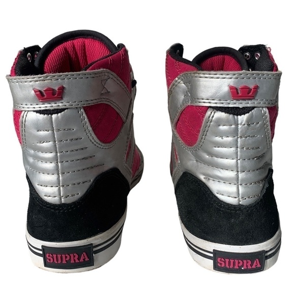 Supra Muska 001 High Top Skater Shoe Sneaker Leather Suede Pink Silver Black 9 - Picture 6 of 15